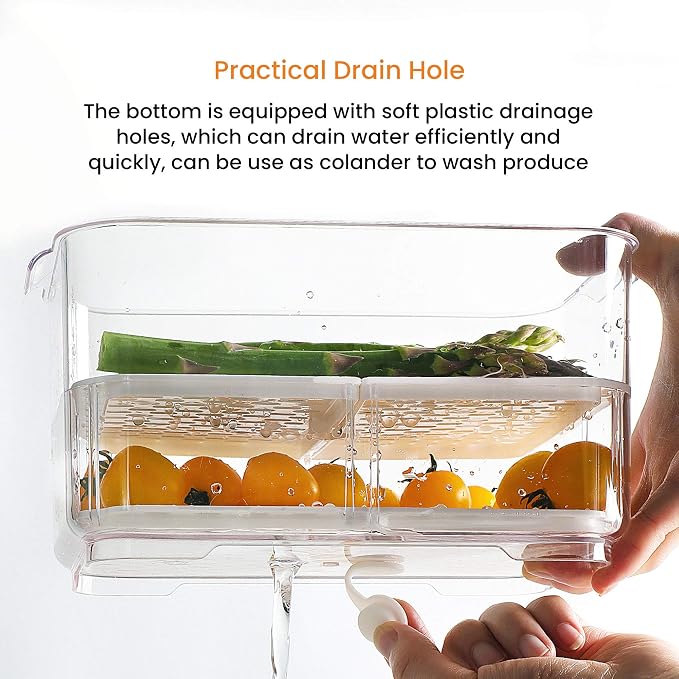 vacane Produce Saver with Folding Lids, 2 Piece Fruit Vegetable Storage - Image 2