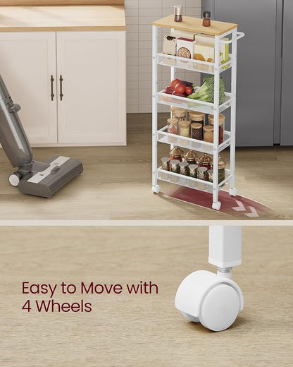 VASAGLE Slim Rolling Cart, 5-Tier Storage Cart, Narrow Cart - Image 8