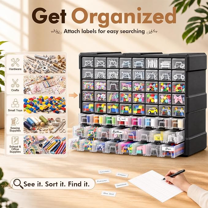64-Drawer Organizer for Garage Building Bricks Storage,  Drawer - Image 3