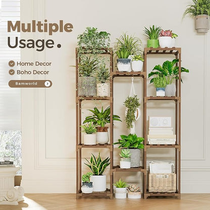 Bamworld Plant Stand Indoor Outdoor Tall Plant Shelf - Image 4