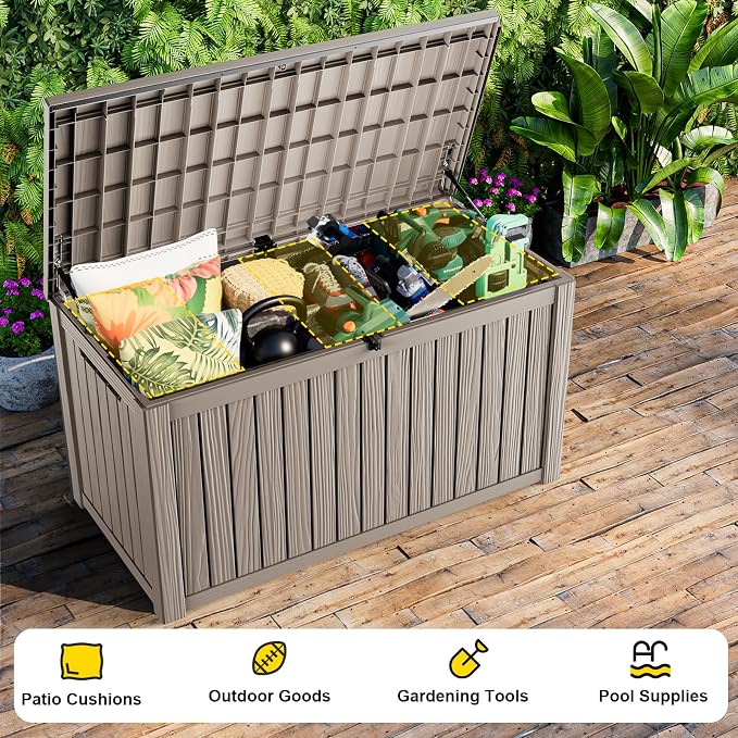 200 Gallon Waterproof Outdoor Storage Box, UV Resistant Resin Deck Box - Image 5