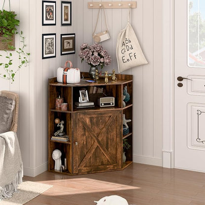 Corner Storage Cabinet, Farmhouse Corner Bookshelf - Image 5