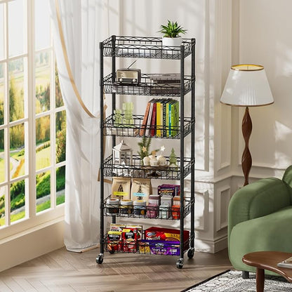 SINGAYE 6 Tier Basket Shelf Wire Shelving Unit Adjustable Storage Shelves Big - Image 8
