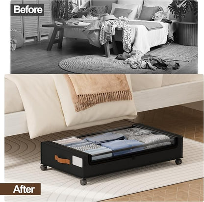 LAMU Under Bed Storage with Wheels, 2 Pack Under Bed Storage Containers with - Image 7