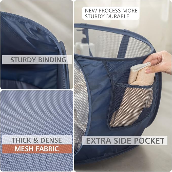 HONOMA Sturdy Mesh Laundry Hamper Basket Bag, Pop up Basket - Image 5