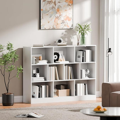 Cozy Castle White Bookshelf, 3-Tier Open Shelf Bookcase, 10 Cube Storage - Image 9