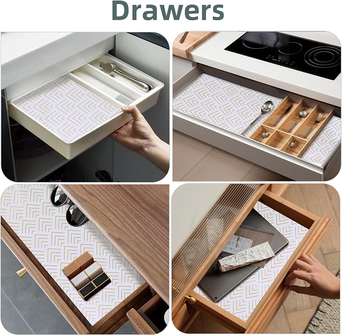 Shelf Liner for Kitchen Cabinets Non Adhesive Drawer Liner Gold Arrow Non-Slip - Image 7