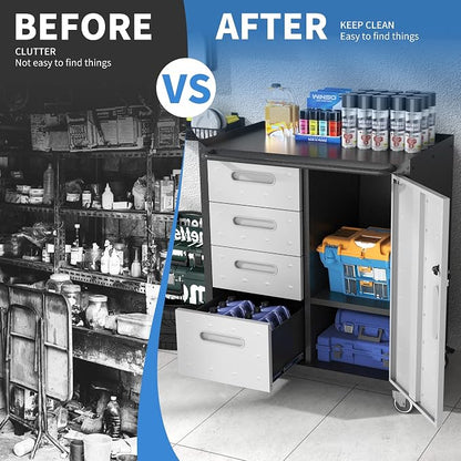 Metal Storage Cabinet for Garage, Tool Cabinet, Utility Cabinet | Wheeled - Image 5