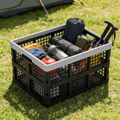 Collapsible Milk Crate, 3PK 30L Stackable Containers Folding Crates, Heavy Duty - Image 6