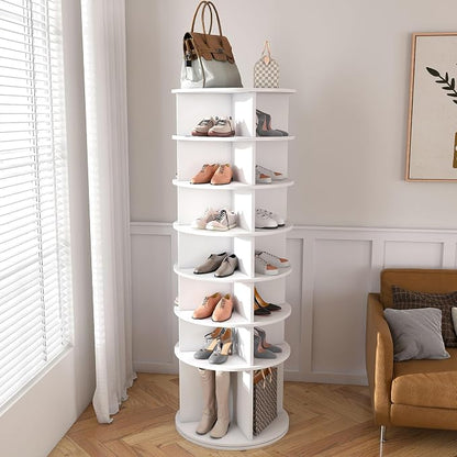 Runboll 7-Tier Rotating Shoe Rack Tower Spinning Shoe Display Lazy Susan by Runboll