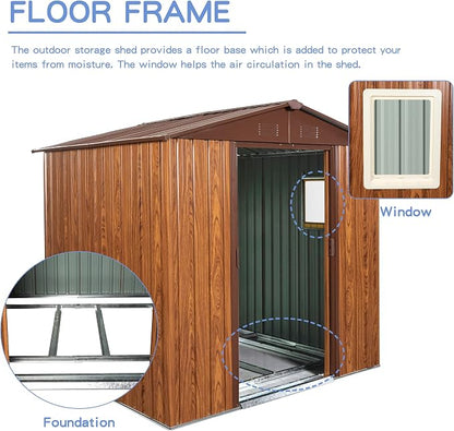 Outdoor Metal Storage Shed Window Ventilation Foundation Frame Waterproof - Image 8