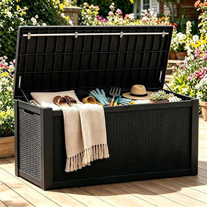 328 Gallon Waterproof Outdoor Storage Box, Heavy Duty Resin Deck Box Lockable - Image 11