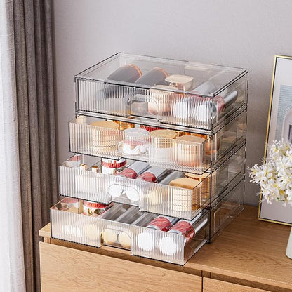 ZHIAI Stackable Storage Drawer, 4 Piece Acrylic Organiser - Image 4