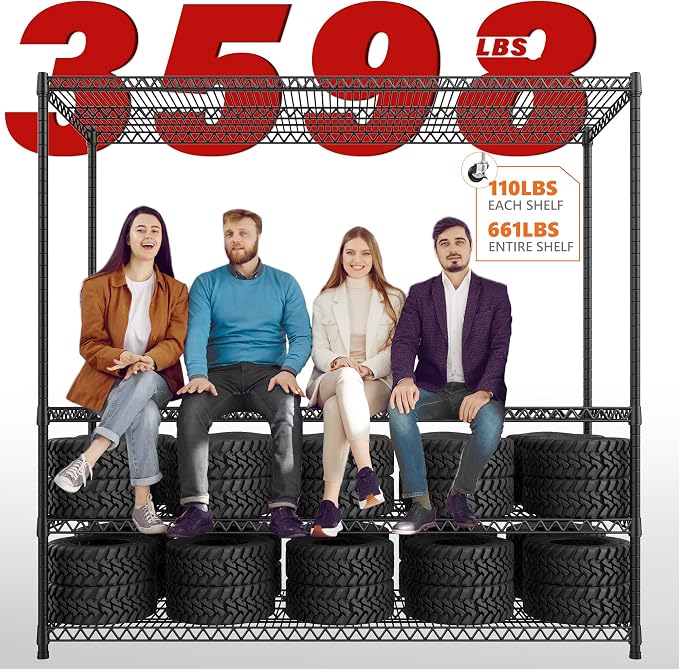 REIBII 82.6" H*60''W*17.7" D Steel Heavy Duty Wire Shelving - Image 5