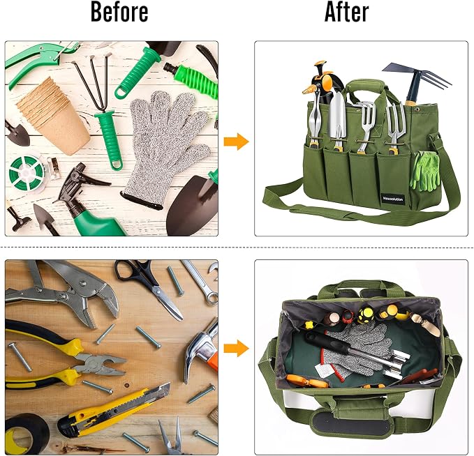 Housolution Garden Tote Bag, 900D Standable Gardening Tool Bag, Garden Tote - Image 3