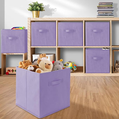 Casafield Set of 6 Collapsible Fabric Cube Storage Bins, Lavender - Image 5