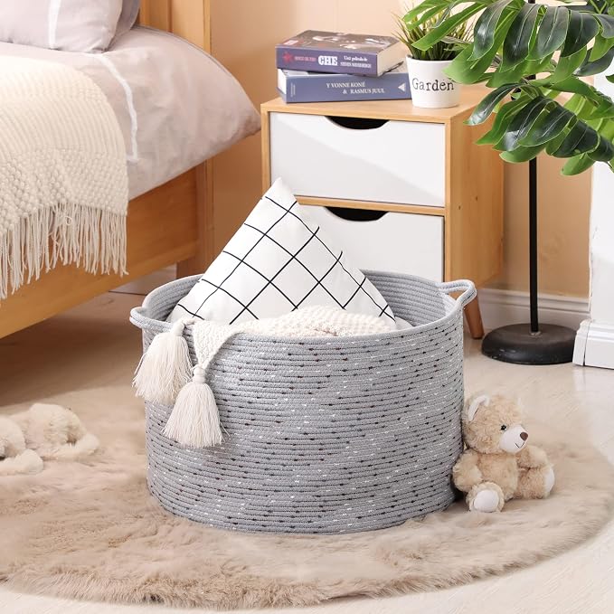 KAKAMAY Large Blanket Basket, Woven Baskets - Image 2