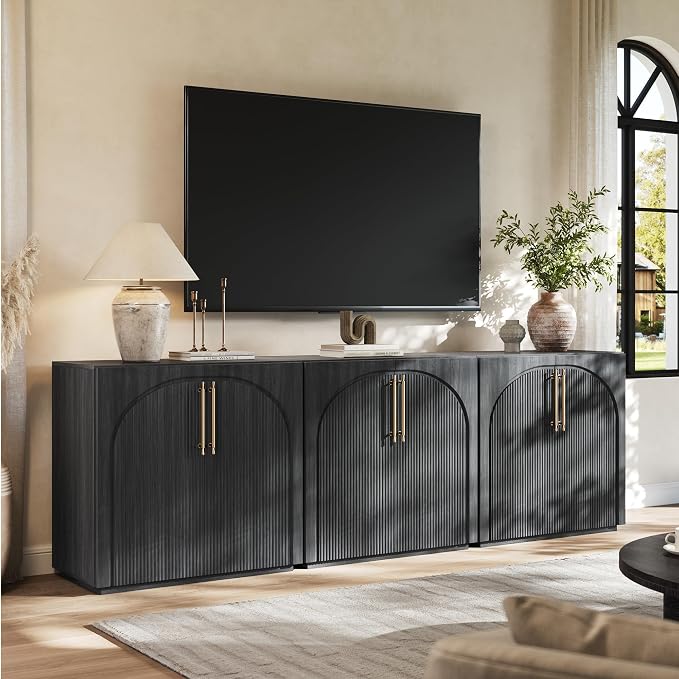 Sideboard Buffet Cabinet with Fluted Doors, 94.5'' W Credenza | Modular Storage by MorganBrig