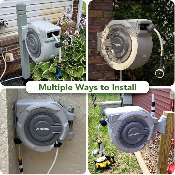 Retractable Garden Hose Reel 1/2"x 110ft, UV Resistant Hose Reels - Image 7
