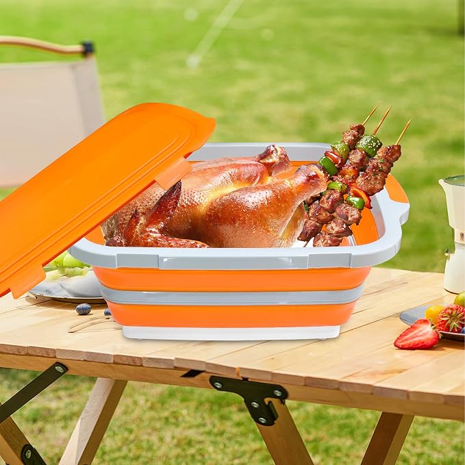 8L/16L BBQ Prep Tub with Cutting Board, Lid & Complimentary Mitts/Gloves – - Image 4