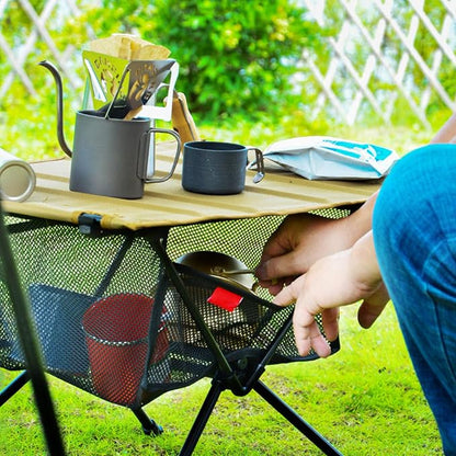 Outdoor Foldable Table Net Bag, Fine Knitted Thick Net Storage Bag, Under Desk - Image 4