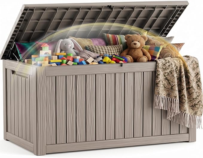 EFU Outdoor Storage Box 330 Gallon Deck Box Lockable UV Resistance Waterproof by EFU