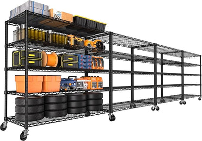 PrimeZone 4 Packs 48" W x 24" D x 81" H Heavy Duty Wire Storage Shelves by PrimeZone
