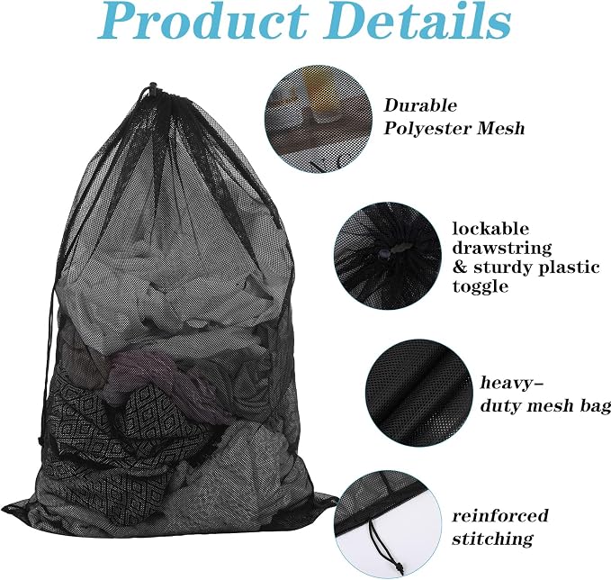 12-Pack Large Mesh Laundry Bags - Image 3
