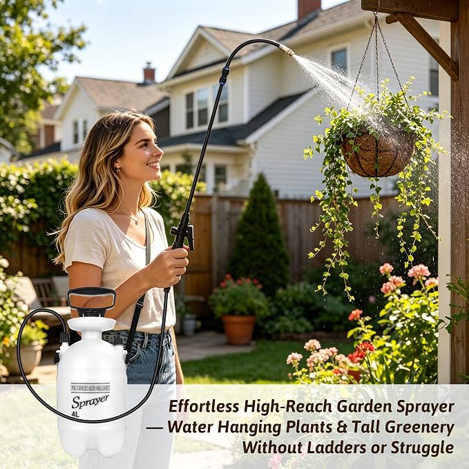 4L Watering Can for Hanging Plants, Adjustable 360° Flexible Nozzle Long Reach - Image 2