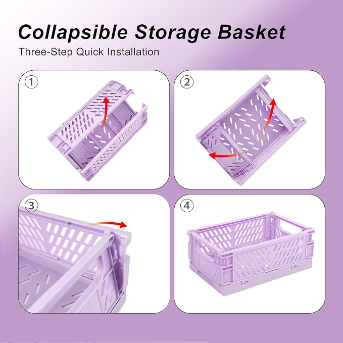6 Pack Mini Foldable Small Plastic Baskets - Image 4