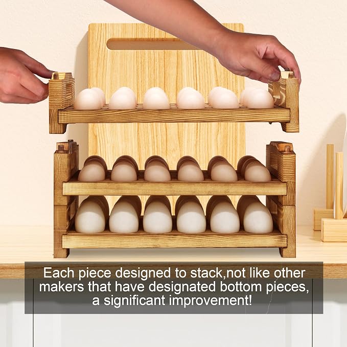 CVHOMEDECO. Wooden Egg Holder Countertop Fresh Egg Holders Firewood Egg - Image 5