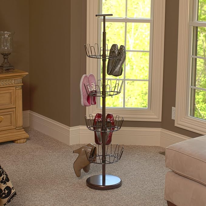 Household Essentials 2139-1 Metal Four-Tier Adjustable Revolving Shoe Rack | - Image 2