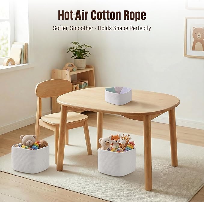 5-Pack Storage Cubes Woven Rope Baskets, 2 Sizes Organizer Bins | Ideal - Image 6