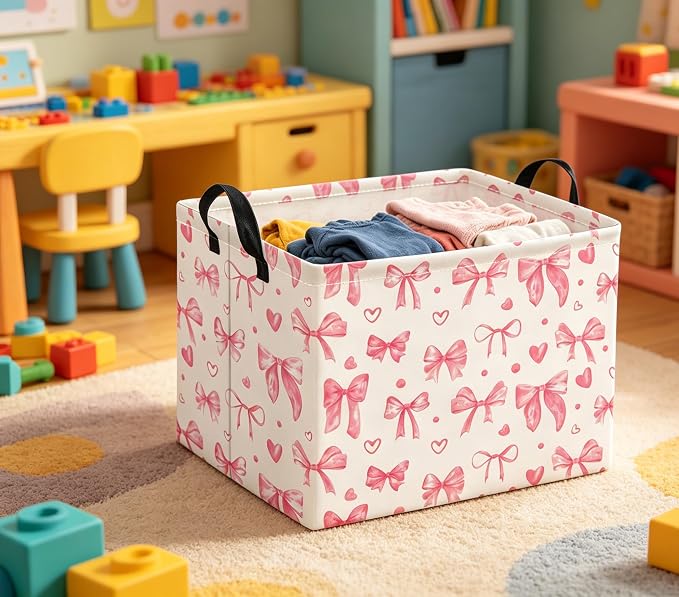Rectangular Valentines Basket for Women Girls Storage Bin Organizer Box Shelf - Image 2