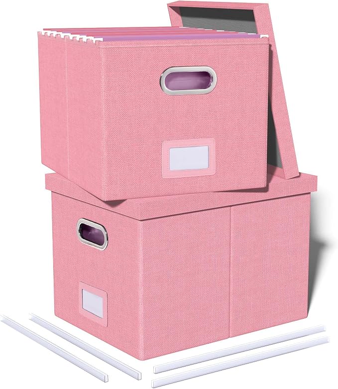 2 Pack File Storage Organizer, Filing Box, Portable File Box by Oterri