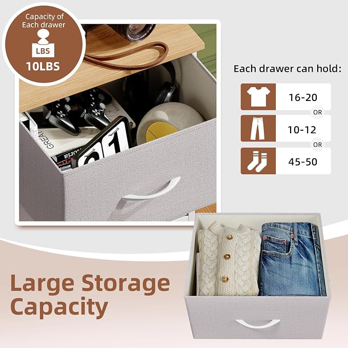 Somdot Small Dresser for Bedroom, 3 Drawer Storage Cabinet, Ash Grey | Tall - Image 5