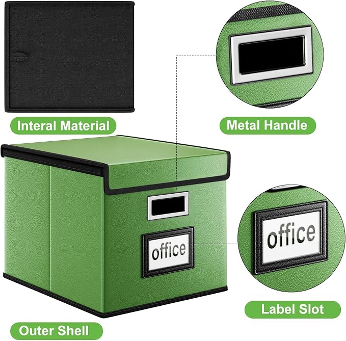 File Organizer Box with Lids, Collapsible File Folder Organizer | File Box with - Image 3