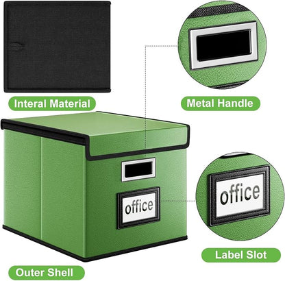 File Organizer Box with Lids, Collapsible File Folder Organizer | File Box with - Image 3