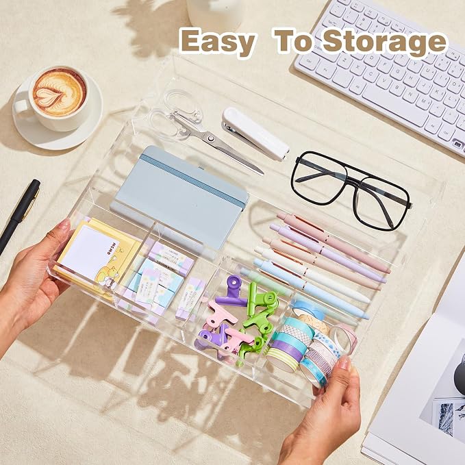 Acrylic Desk Drawer Organizer 14.37 x 11.81 x 2.17 Inch Storage Tray Organizer - Image 3