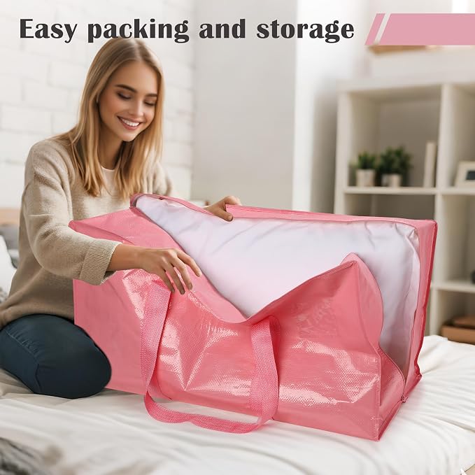 12 Pack Moving Bags with Full-Open Side Zipper, Extra Large 93L Heavy Duty - Image 4