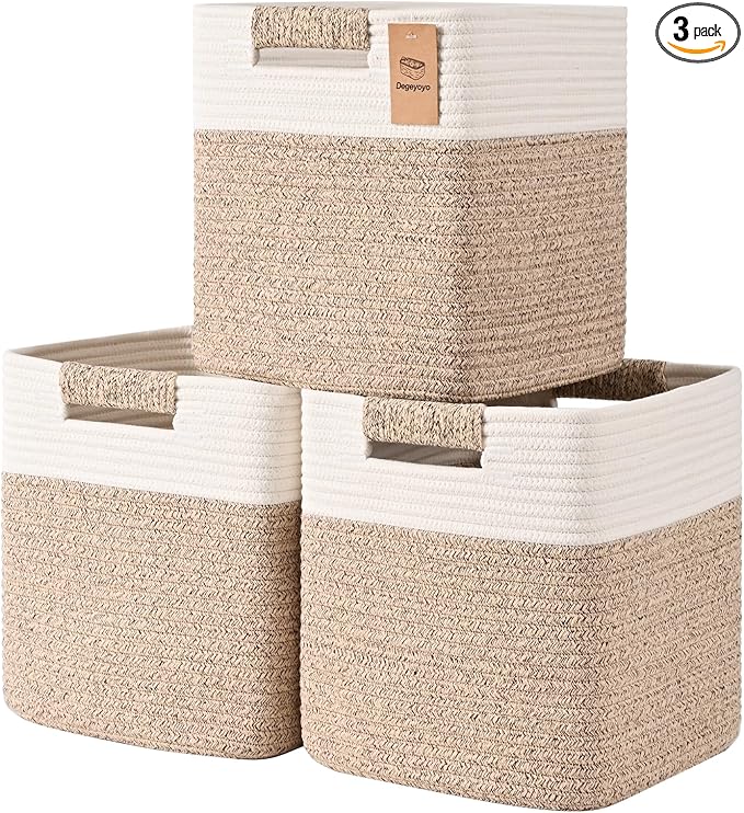 13 Inch Storage Cubes, 3 Pack Cube Storage Bins by Degeyoyo