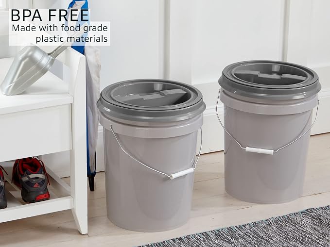 Mighty Tuff 5 Gallon / 21 Pound Pet Food Storage Container, Light Grey Base & - Image 5