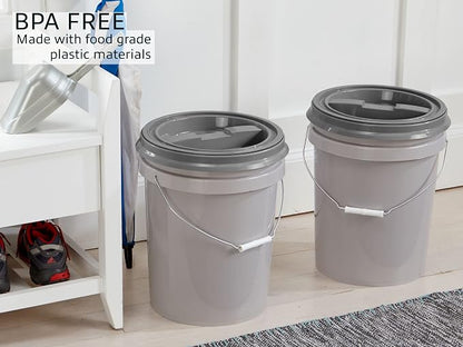 Mighty Tuff 5 Gallon / 21 Pound Pet Food Storage Container, Light Grey Base & - Image 5