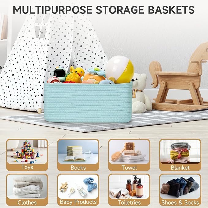 3-Pack Small Storage Baskets for Organizing | Woven Shelf Toy Basket | Rope - Image 3
