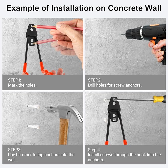 Wall Mounted Garage Hooks Tool Organizer, 12.4 Inch Garage Storage Hook Heavy - Image 4