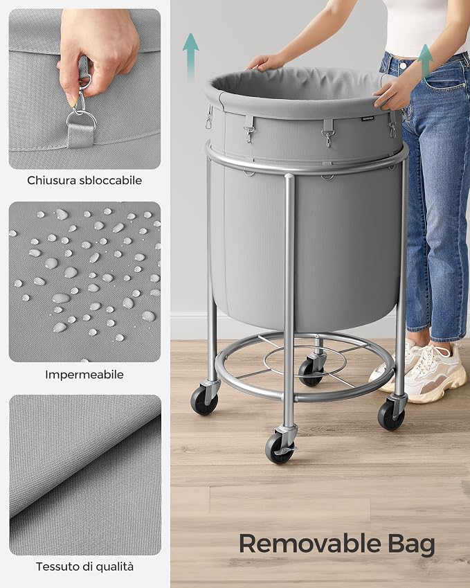 SONGMICS Laundry Basket, Rolling Steel Frame - Image 5