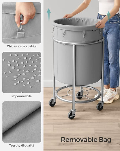 SONGMICS Laundry Basket, Rolling Steel Frame - Image 5