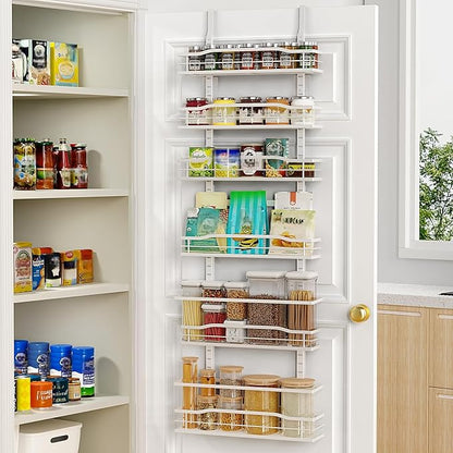 Moforoco White 6-Tier Over Door Pantry Organizer, Pantry Organization Storage by MOFOROCO