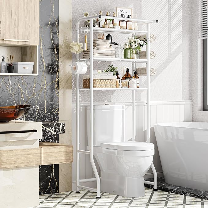 Simple Trending 3 Tier Over The Toilet Storage Rack, Metal Bathroom Shelf by SimpleTrending