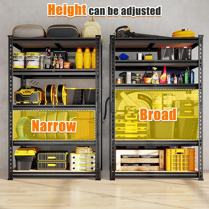 72.12" H Garage Shelving, Storage Shelves Load 2100LBS, 5-Tier Adjustable - Image 5